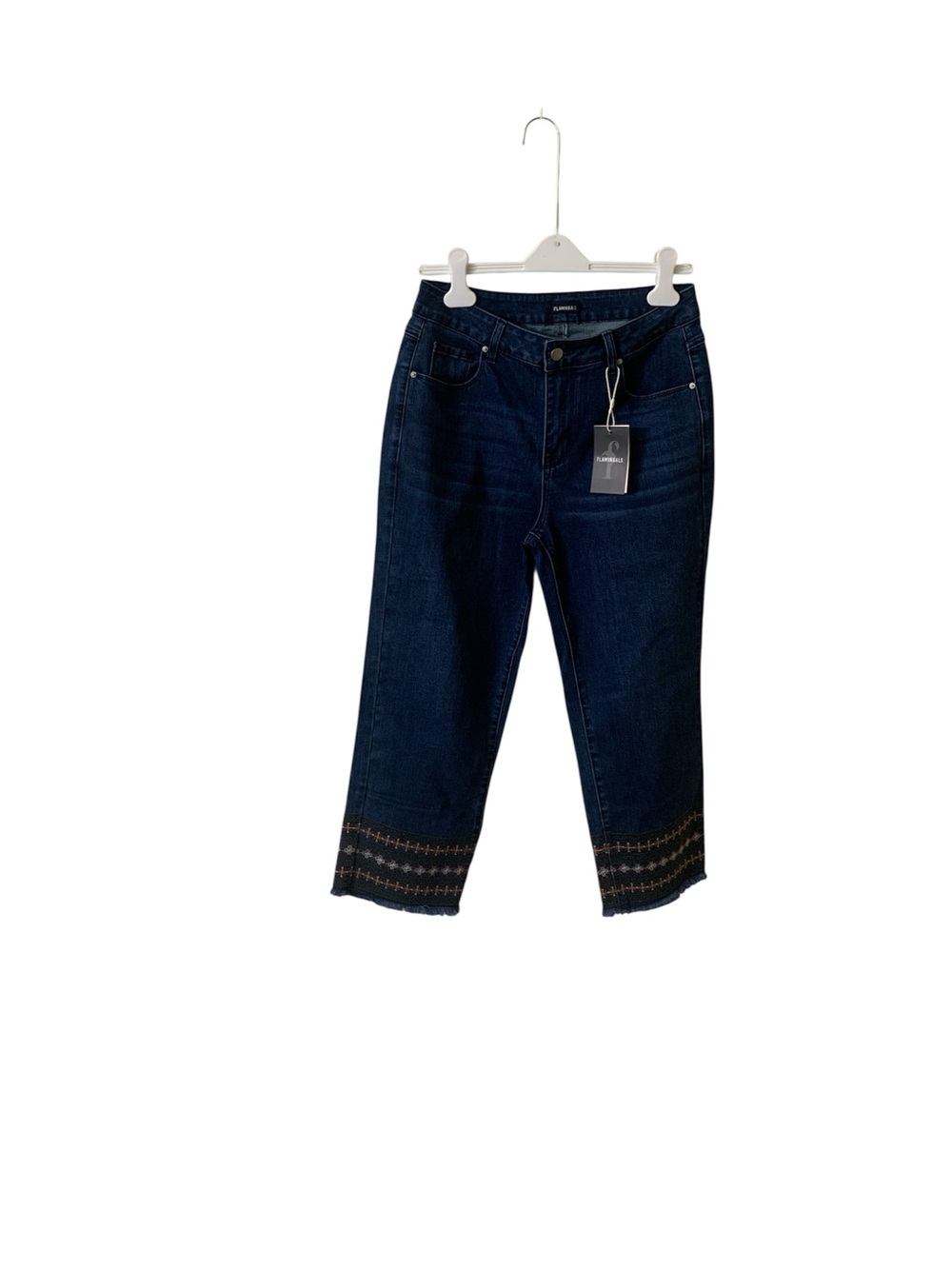 Flamingals women’s Dark Indigo Embroidered Hem